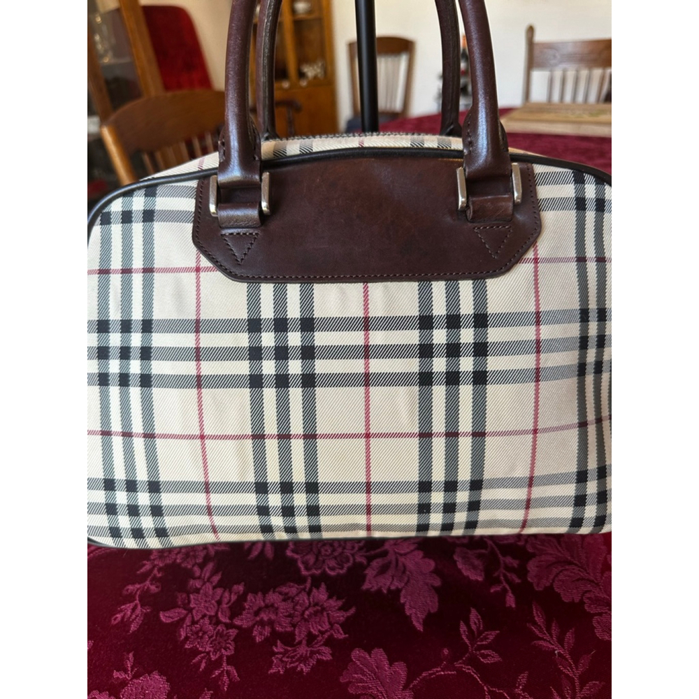 Burberry Brown Leather & Beige Plaid Satchel - Picture 5 of 13